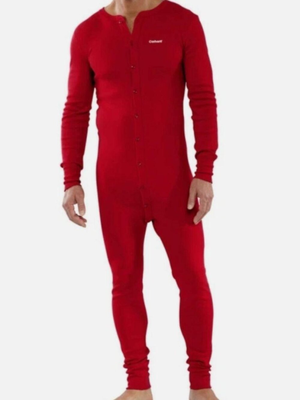 Mens Carhartt Base Layer Red Union Suit / Longjohns Size Large